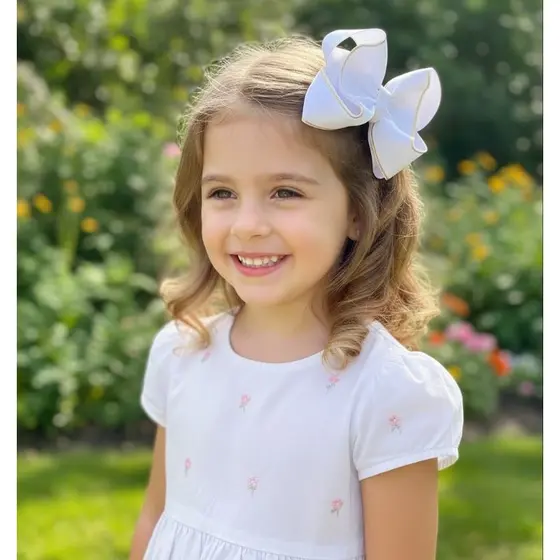 Laço infantil laço boutique  laço branco laço menina laço de gorgurão
