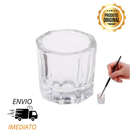 Copo Dappen Vidro Mistura Pó Liquido Unha Gel, Henna pra Sobrancelha