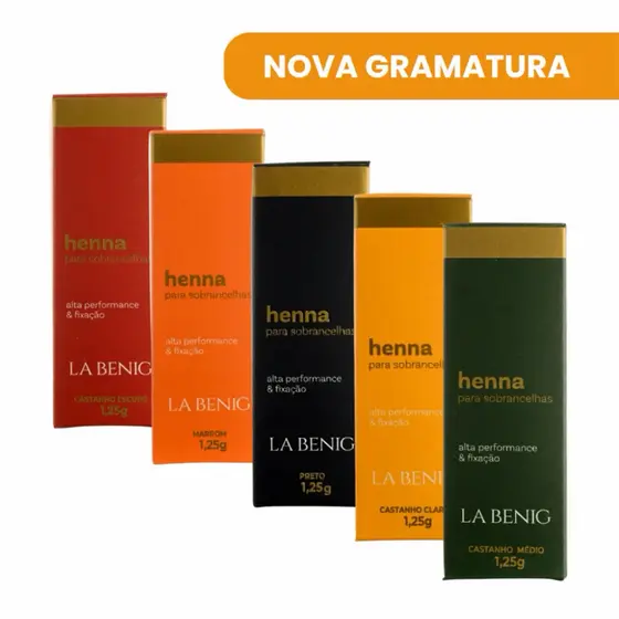 Kit 3 Henna La Benig 1,25g Sobrancelha Profissional Envio Imediato