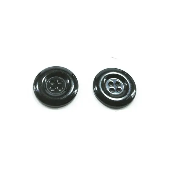 Botão de Costura Preto Arredondado 20mm 4 Furos 50 unidades