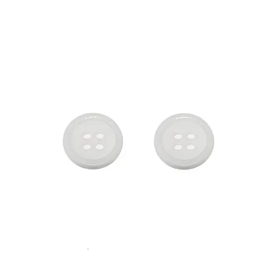 Botão de Costura 15mm Branco 4 Furos Camisaria N°24 100 Unidades