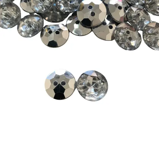 Botão De Costura Prata 2 Furos 11.5mm - 50 unidades
