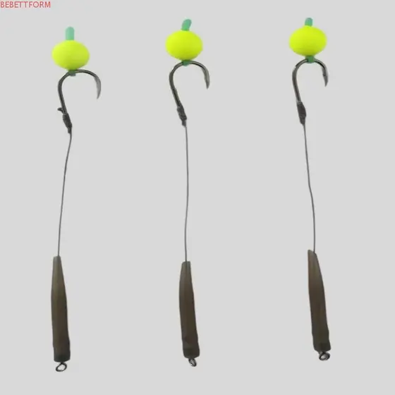 BEBETTFORM 5 Peças De Gancho De Pesca De Carpa , 3 #-10 Equipamento De Cabelo Pronto , Isca Equipamentos
