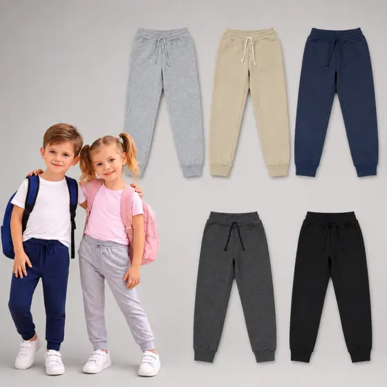 Kit com 4 Calças Infantil de Moletom Flanelado Escola Creche Inverno Menino e Menina