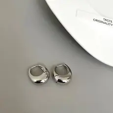 Brincos de Alta Qualidade fivela de Orelha Prata Oval