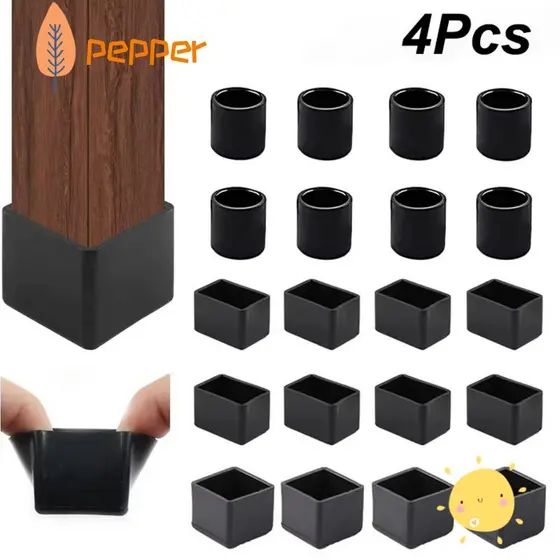 Tampas Para Pés De Mesa PEPPER , Pretas Redondas Pernas De Cadeira , Almofadas Protetoras De Piso Quadradas Antiderrapan