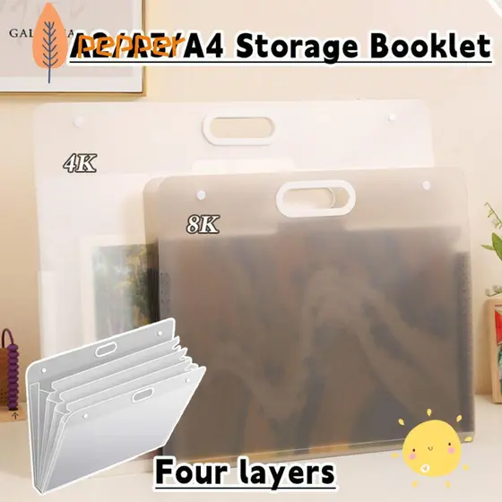 Saco De Armazenamento De Papel Para Pintura PEPPER , Pasta De Arquivo Portátil De Quatro Camadas , Álbum De Imagens 4K/8