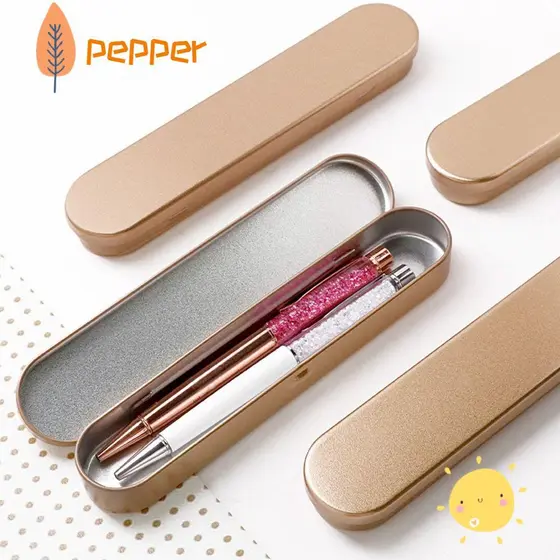 Caixa De Lata PEPPER , Caneta Retangular De Metal , Multifuncional Com Forro De Esponja Papelaria , Escritório Escolar