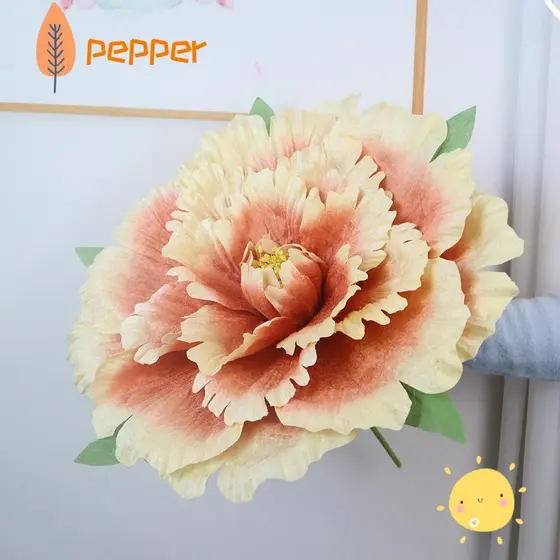 Pimenta PE Peônia Artificial , Flor De Simulação De Seda Ao Ar Livre Casamento Gigante De 50cm