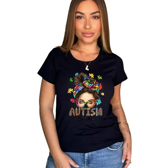 Blusa feminina estampa Mae de autista Camiseta T-shirt