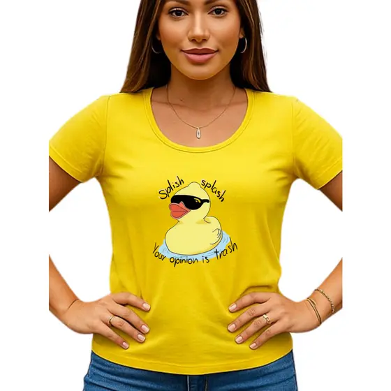 Blusa feminina manga curta, estampada Splish Splash Your Opinion