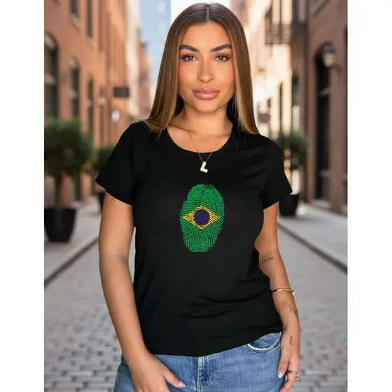 Blusa Feminina Gola Careca Manga Curta Tshirt Basica Blusinha Copa do mundo Digital