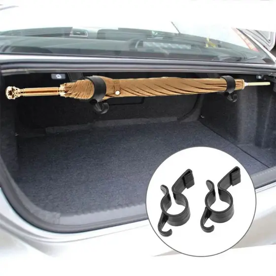 Kit com 2 Suportes para Guarda-Chuva e Gancho Organizador Porta-Mala Carro