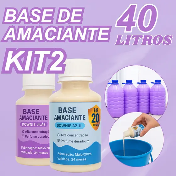 Kit 2 Base Amaciante Concentrada 100ml Faz 20 litros perfumada tipo DOWNYEX RENDE MUITO