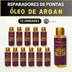 Kit 12 Reparadores de Pontas Óleo de Argan NatyFlora – Brilho e Proteção Prolongada