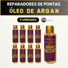 Kit 9 Reparadores de Pontas Óleo de Argan NatyFlora – Brilho e Proteção Prolongada