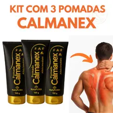 Kit 3 Pomadas Massageadora Calmanex NatyFlora – Arnica, Mentol e Cânfora para Dores Musculares