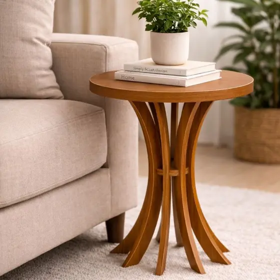 Mesa De Canto Redonda Lateral Sofá Cálice 60cm De Altura 50cm de Diâmetro Em MDF