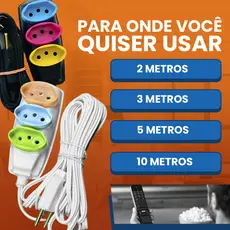 Extensão Elétrica Branca Preta 10/5/3/2 Metros Bivolt Tomadas Tripolares Colorida Durável Resistente