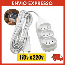 Extensão Elétrica Branca Tripolar 10A Bivolt – 2m / 3m / 5m / 10m