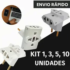 Adaptador  de Tomada TIPO T Benjamin 10A/20A Pino Maciço Adaptador T Resistente