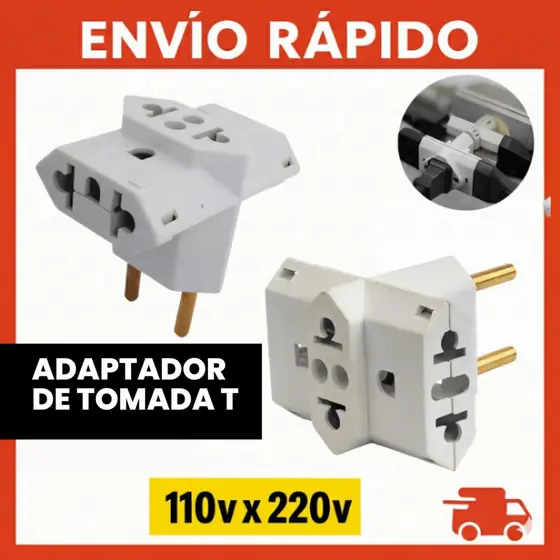 Adaptador de Tomada Benjamin 10A/20A Pino Maciço Adaptador T Resistente