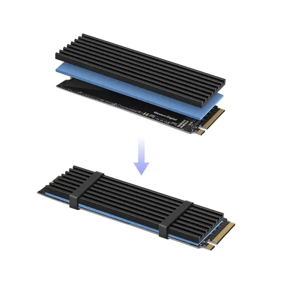 Dissipador de Calor Alumínio SSD NVMe M2 M.2 2280 Com Thermal Pad e Borrachas de Fixação