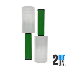 2x Rolo Filme Plástico Stretch 10cm x 120m c/ Cabo Aplicador Giratório Volante Malas Embalagens
