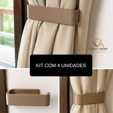 KIT 4 Prendedores De Cortina Moderno Estilo Minimalista Premium Sem Furo Organizador de Sala Quarto