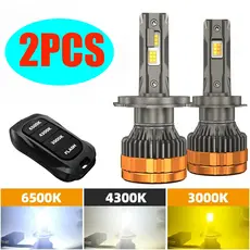 2 Pcs H7 H4 Faróis LED H1 H11 9005 9006 9012 6500K 4300K 3000K Controle Remoto De Três Cores Para Luzes De Carro