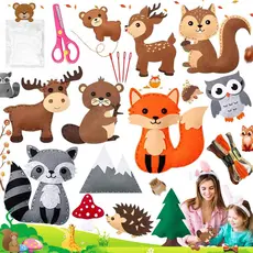 14pcs Kit De Costura De Feltro Para Habilidades Motoras Finas Animais De Bricolagem Crianças De 3-12 Anos De Idade