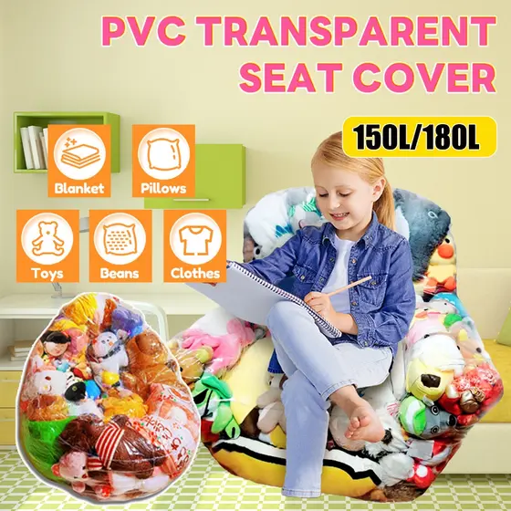 180L PVC Transparente Brinquedo De Pelúcia Capa De Assento Claro Animal Cadeira Para Sala De Jogos Quarto Do Miúdo
