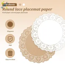 Kit 100 Papel Rendado Doilie Toalha de Papel Rendada Redonda Doilies Sousplat Descartável Convite Decoração 31cm 36cm