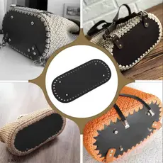 XJM-3Pcs Calças De Bolsa De Crochê Em Formato Oval Acessórios DIY Pré-Perfurados Para Projetos De Tecelagem E De Cesta ,