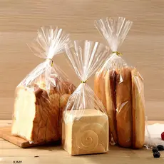 XJM-100PC Sacos De Pão Para Celofane Transparentes Caseiros Saco De Tratamento De Plástico Com Gravatas Armazenamento He
