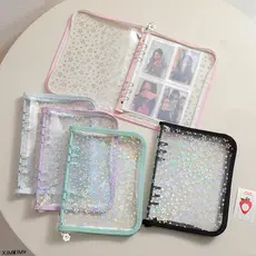 Capa XJM-Binder , De PVC Transparente Recarregável Planejador De Glitter À Prova D'água Com Zíper Para Estudantes