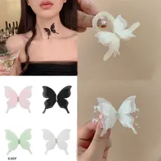 XJM-10 Peças/set Três Camadas Tridimensional Chiffon Borboleta Colorido Simulação Tecido Diy Acessórios Para O Cabelo De
