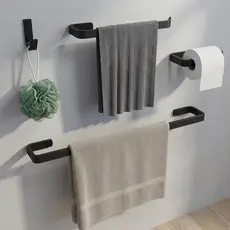 Acessórios Banheiro Preto de lavabo suportes e ganchos de metal