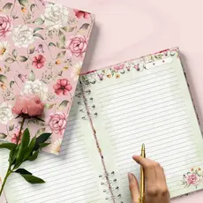Caderno Floral Coleção Flores e Cores Personalizado A5 pautado