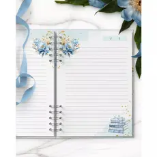 Caderno Personalizado GS Papelaria Personalizada Coleção Golden Blue Floral Azul A5 200 paginas