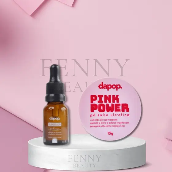 Kit Pó Solto Ultrafino Rosa Mosqueta Pink Power - Dapop + Blindagem De Maquiagem - Dapop ou Playboy