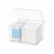 Organizador de Algodão e Cotonetes para Bebê ou Maquiagem com Tampa em Acrílico – Porta Algodão