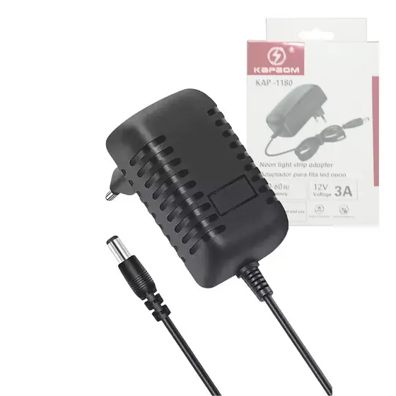 Fonte de Alimentação 12V 3A para Fita de Led Neon Kapbom KAP-1180