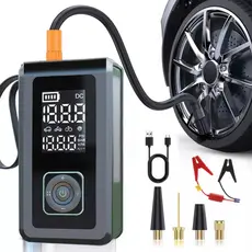 Auxiliar De Partida e Calibrador de Pneu Compressor Bomba de Ar Portátil Carregador de Bateria Celular Com Luz de Emerg