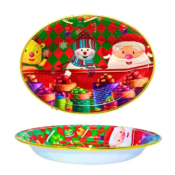 Bandeja De Plastico 30cm Personalizada Estampa de Natal Altomex ZSS-098