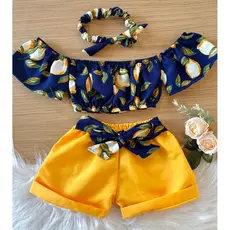 Blusa + Shortinho + Tiara (completo) Só Hoje!!