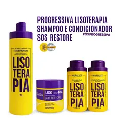 Kit Progressiva Lisoterapia Sem Formol - Shampoo e Condicionador - Máscara Reconstrutora