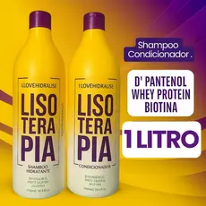 Kit Shampoo e Condicionador 1 Litro - Lisoterapia Hidratação Limpeza Capilar Profunda