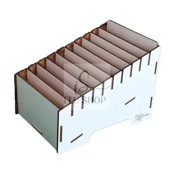 Organizador para Celular De Mesa Assistência Técnica 10 Baias MDF Branco Sem Abas Para Identificação
