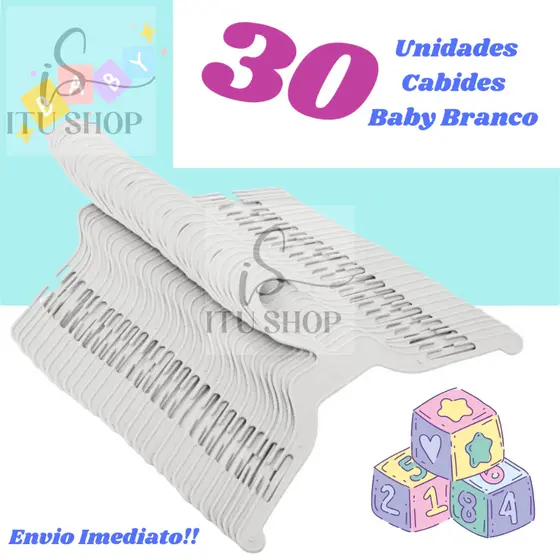 30 Cabides Branco INFANTIL enxoval!! Kit 30 Unidades Para O Bebê